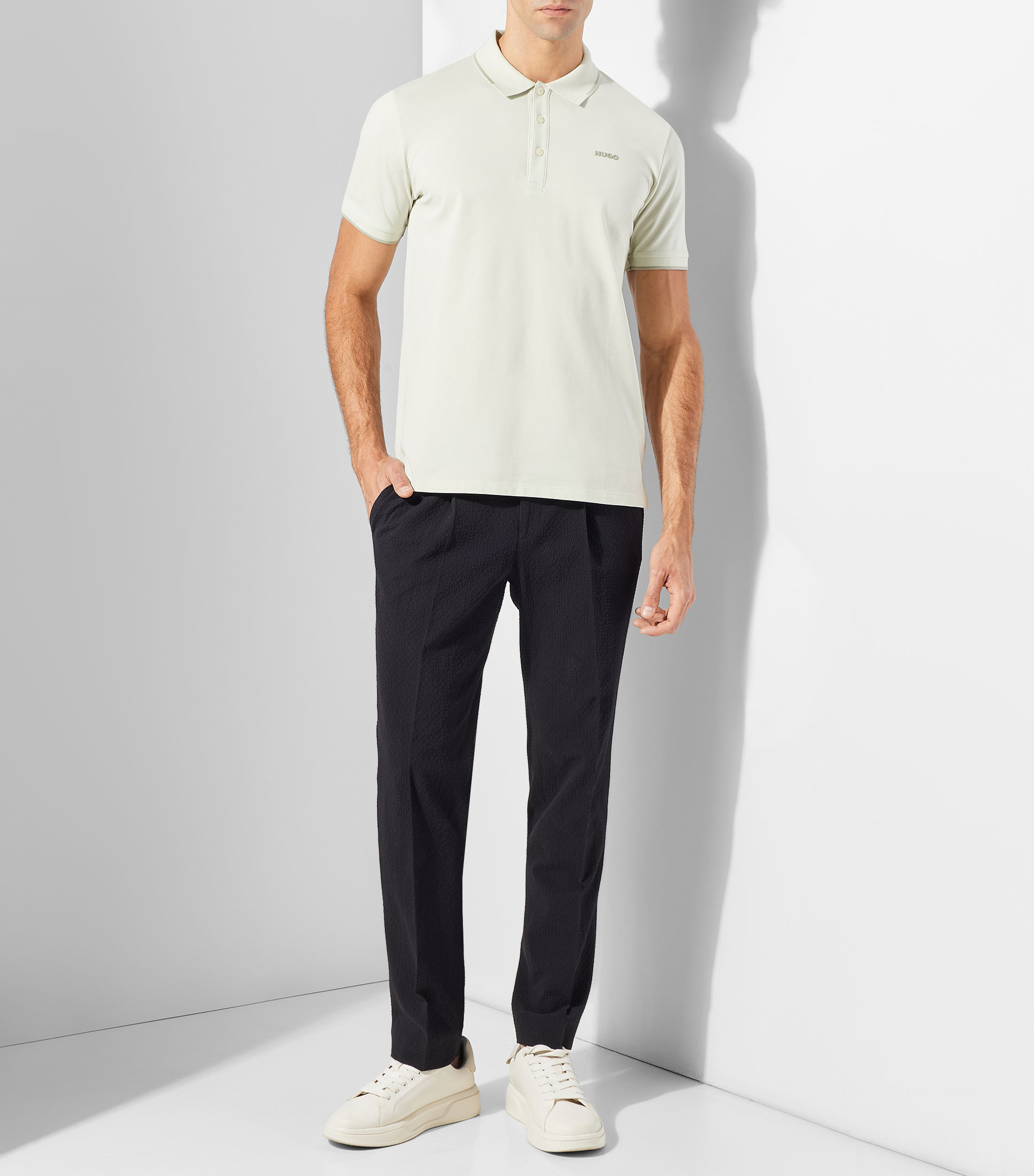 Playera polo manga corta lisa Hombre